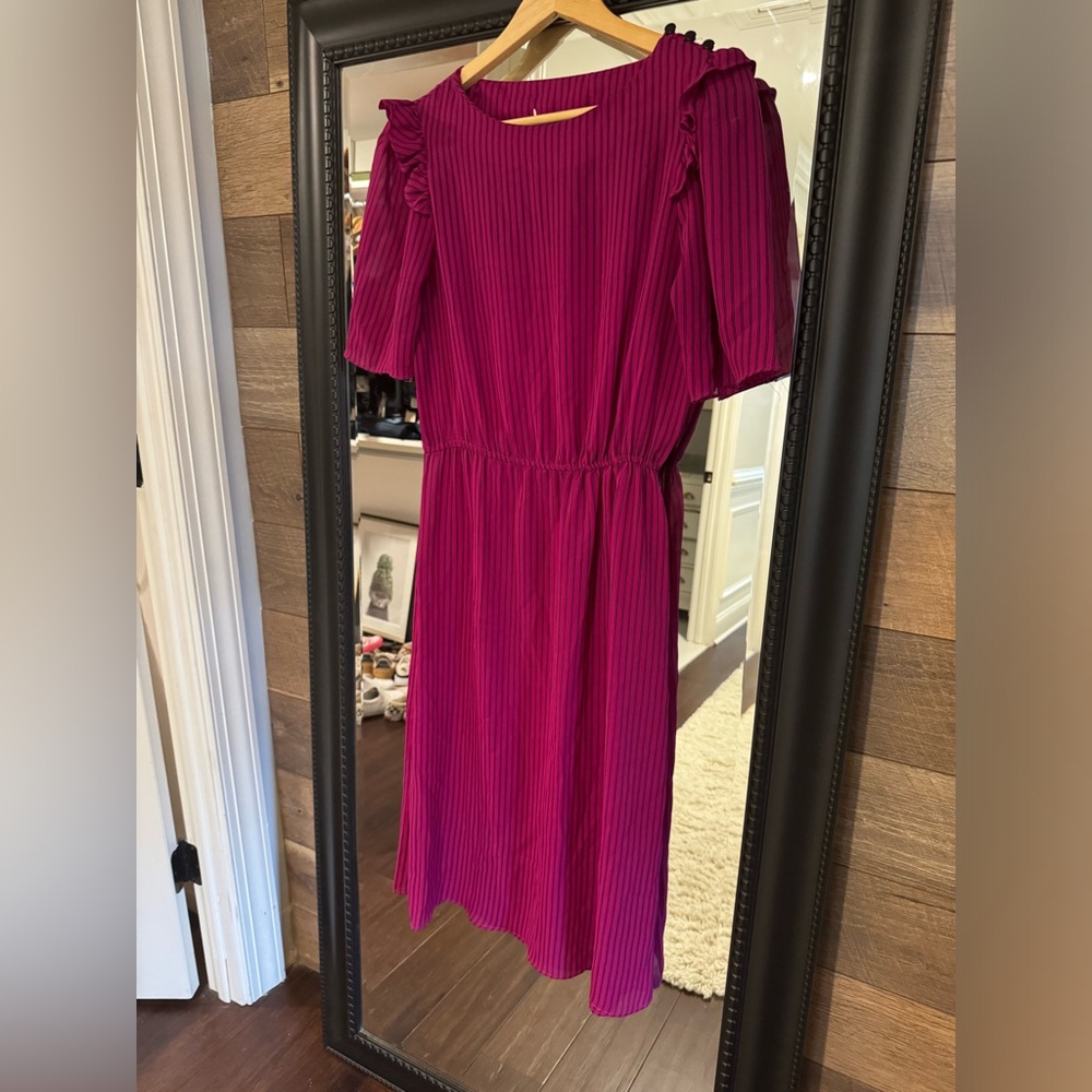 Vintage hot pink and black stripe dress size 7/8